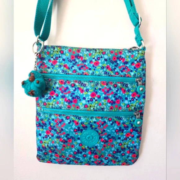 KIPLING Floral Turquoise Crossbody Bag - Picture 1 of 6